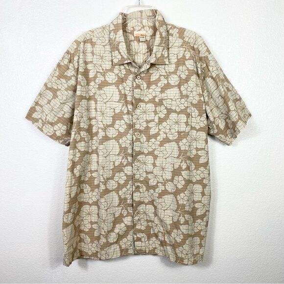 Sideout Destinations y2k Tan Hawaiian Shirt - Picture 1 of 4